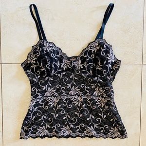 Black and Silver Lace Top